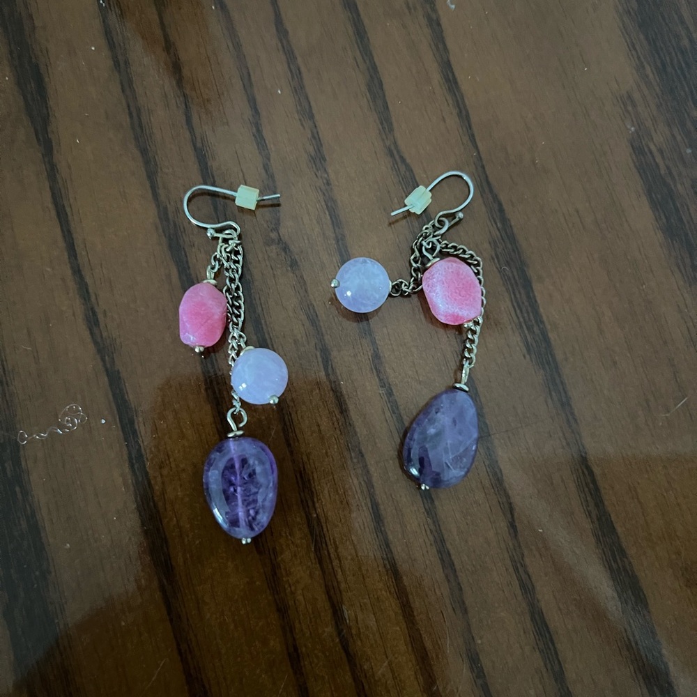 Elegant Purple and Pink Dangle Earrings